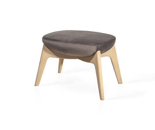Busetto P284S Pouf dallo stile moderno con basamento in massello di frassino, verniciatura personalizzabile in tinte da campionario 1