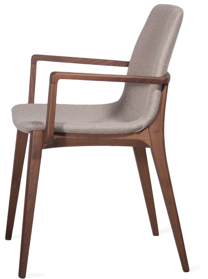 Busetto S061A Modern chair with armrest in solid beech or ash legs 2